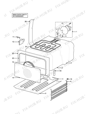 Взрыв-схема плиты (духовки) Zanussi ZUQ875X - Схема узла H10 Main Oven Cavity (large)